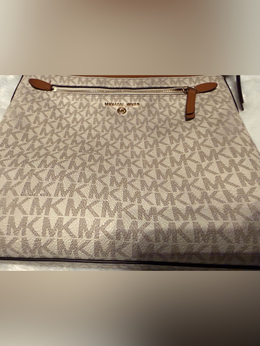 Michael Kors Beige and Brown Monogram Crossbody - Picture 7 of 16